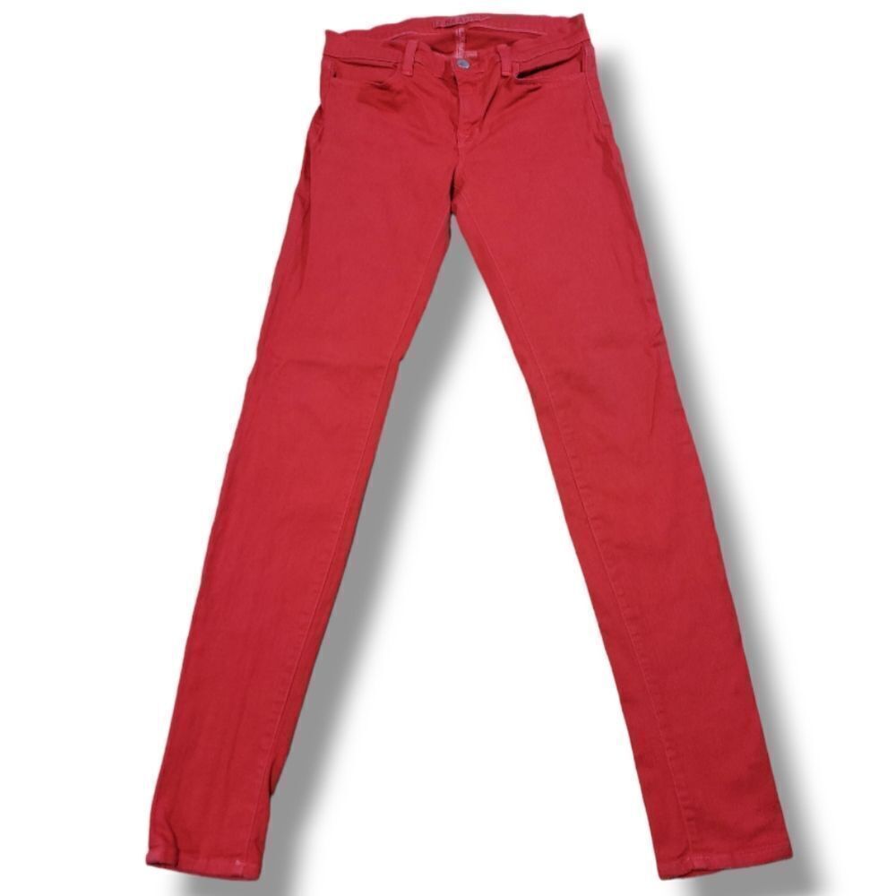 J Brand Jeans Size 27 W26"xL30" J Brand Super Skinny Jeans Stretch Lipstick Red